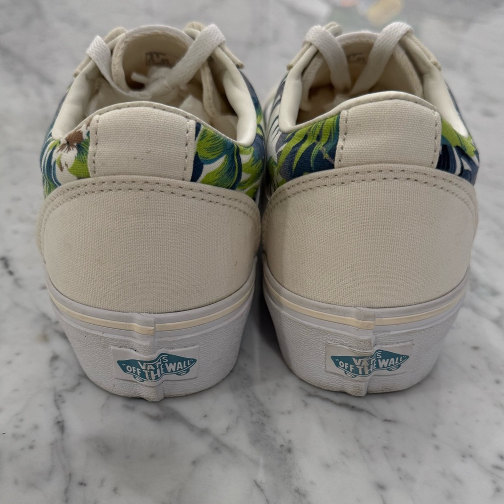 VANS Ward Platform Cream White Paradise Floral Sneakers Women Size 8.5 - Picture 5 of 7